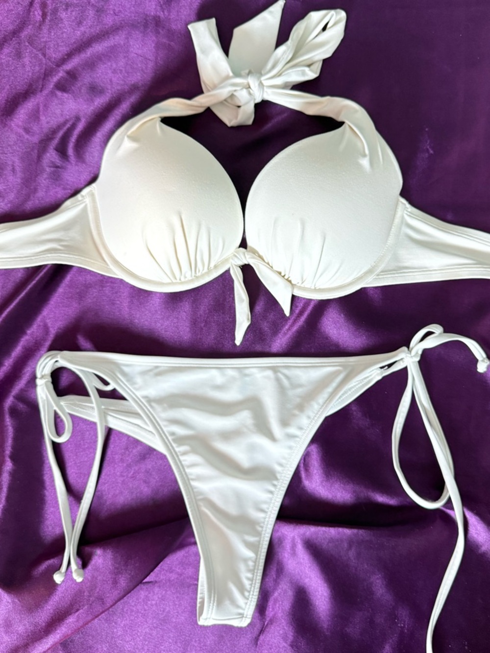 Amazon White Tie-Back Push-Up Bikini Set